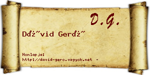 Dávid Gerő névjegykártya